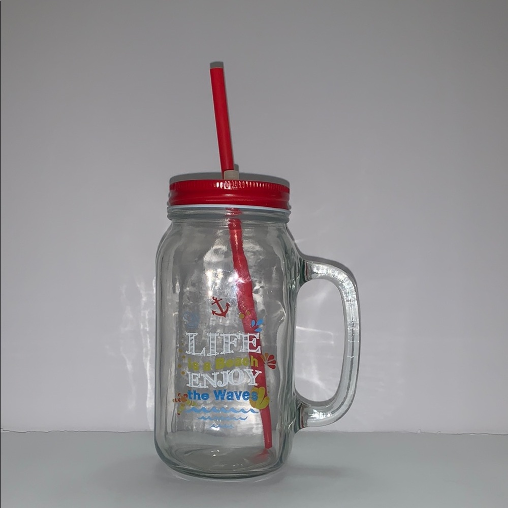 Splash Red and White Drinkware Mason Jar